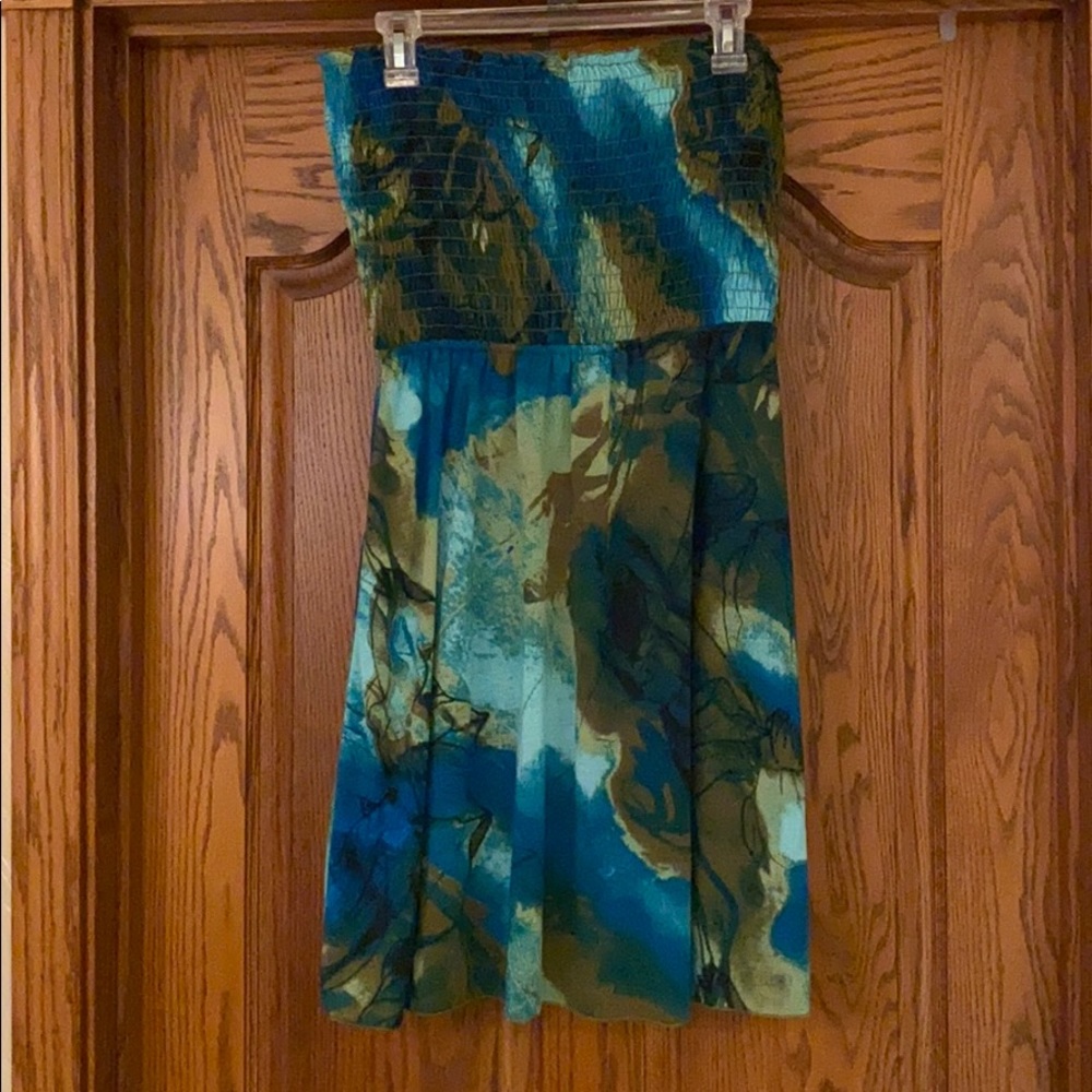 Blue Green Mossimo Strapless Dress